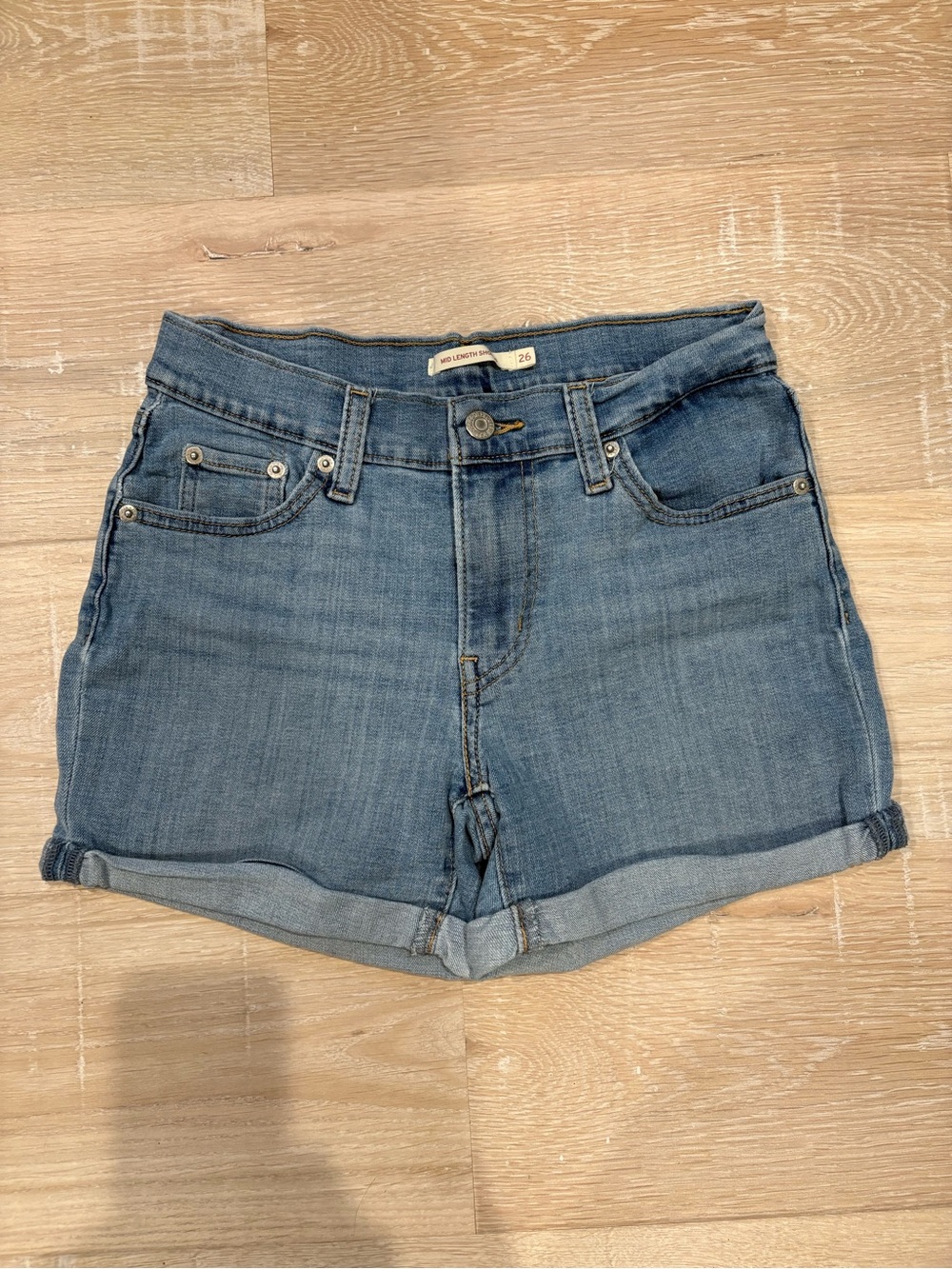 Levi's Light Blue Rolled-Hem Denim Shorts